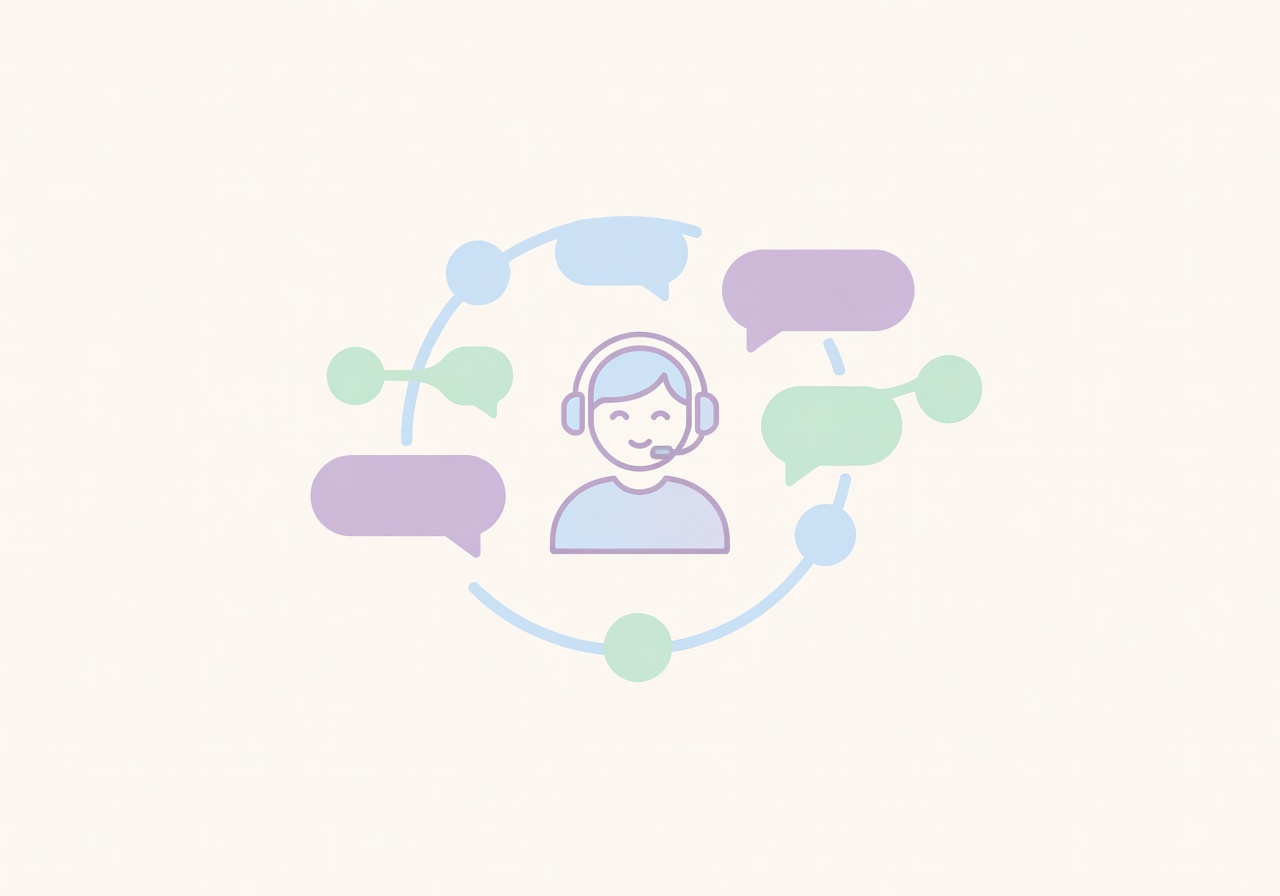 customer support modern UI illustration in soft colors